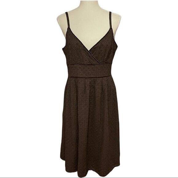 Michael Kors Brown Eyelet Spaghetti Strap Dress Size 12 - Picture 2 of 14